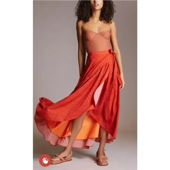 Anthropologie Hutch Wrap Skirt Womens Medium Side Tie Maxi Asymmetrical - Picture 4 of 10